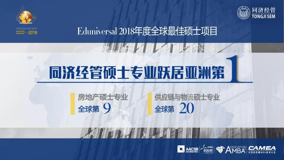 同濟經管碩士項目躋身Eduniversal全球排名前10強