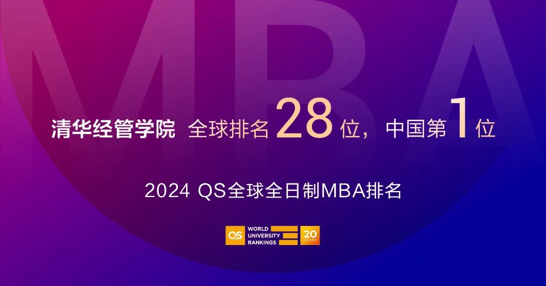 2024QS全球MBA排名發布｜清華經管學院全球第28，蟬聯中國第一