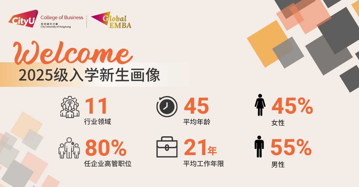 歡迎新生 | 港城大環(huán)球EMBA2025年度入學(xué)新生畫像概覽